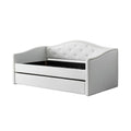 White Tufted Day Bed with Trundle F64527