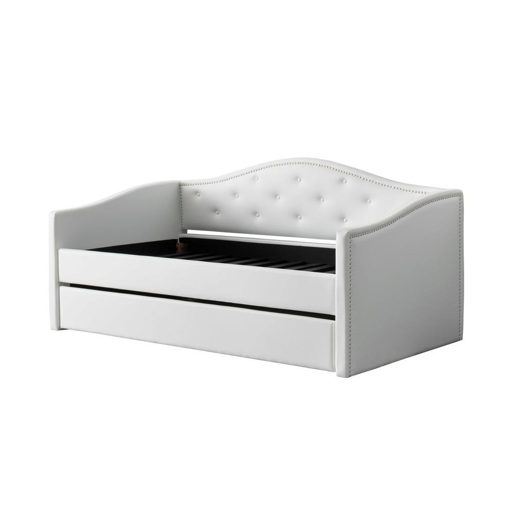White Tufted Day Bed with Trundle F64527