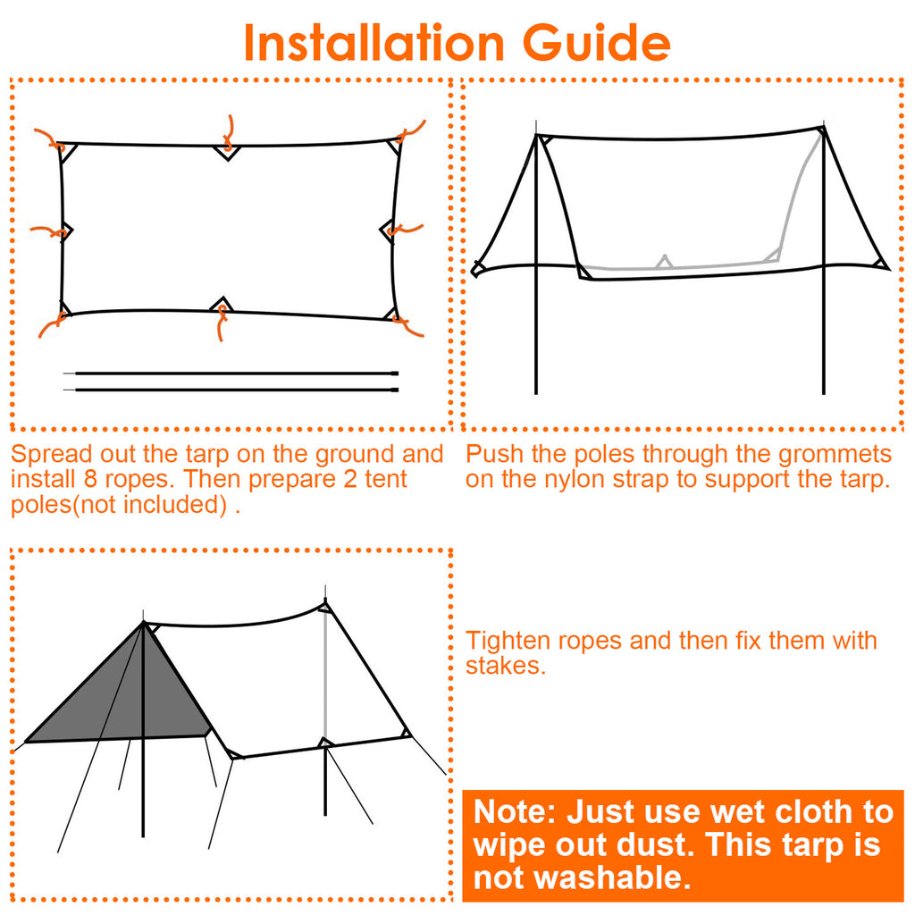 Waterproof Camping Tarp 10ft x 16ft / 10ft x 10ft Q7765