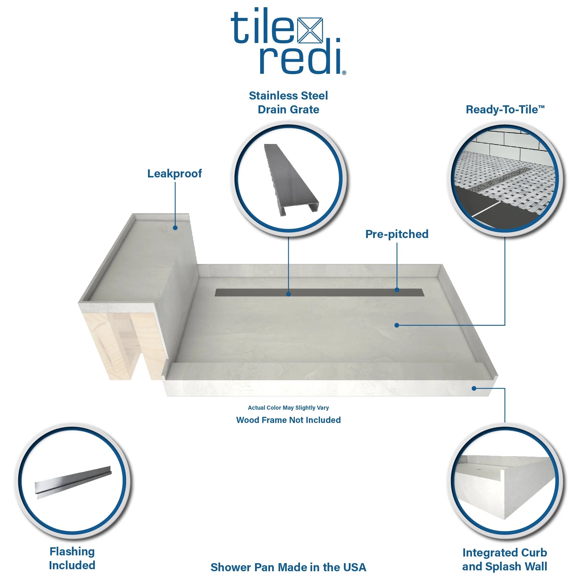 Nickel 42" X 48" Rectangular Shower Base P5800