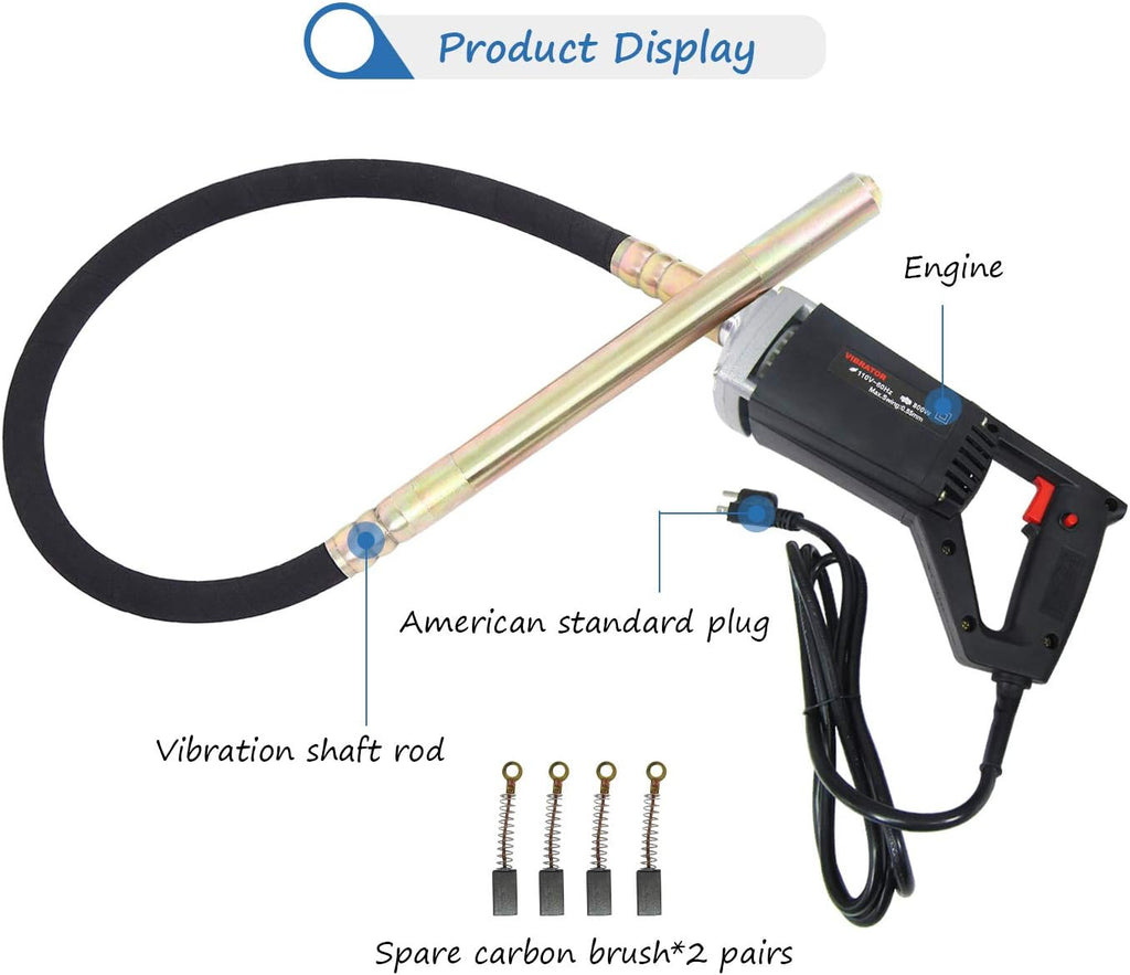 110V Electric Hand Held Concrete Vibrator 5ft 800W I4828