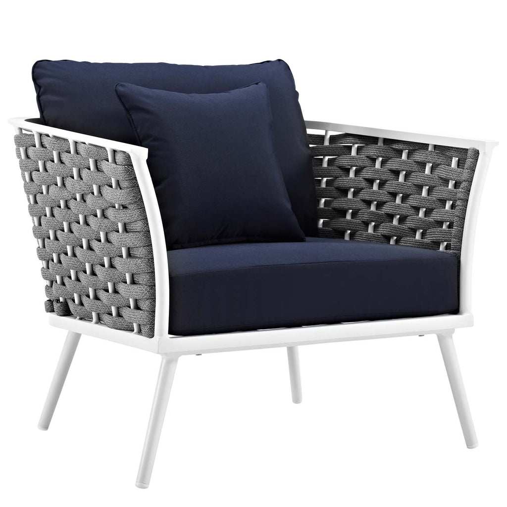 White Navy 3 Piece Aluminum Outdoor Sectional Sofa Set J91308
