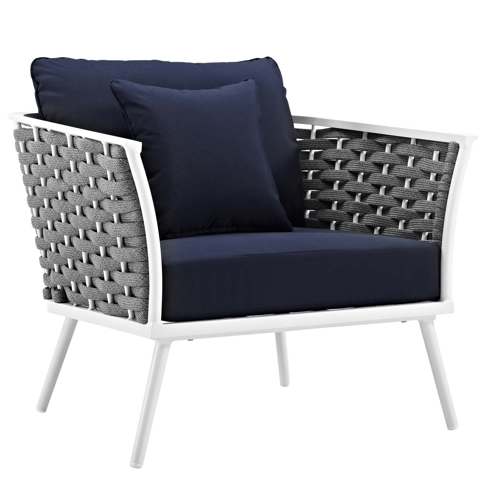White Navy 3 Piece Aluminum Outdoor Sectional Sofa Set J91308