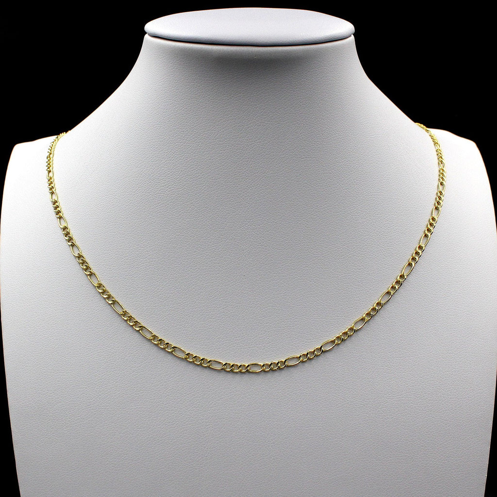 10K Yellow Gold Figaro Link Chain Pendant Necklace N325531