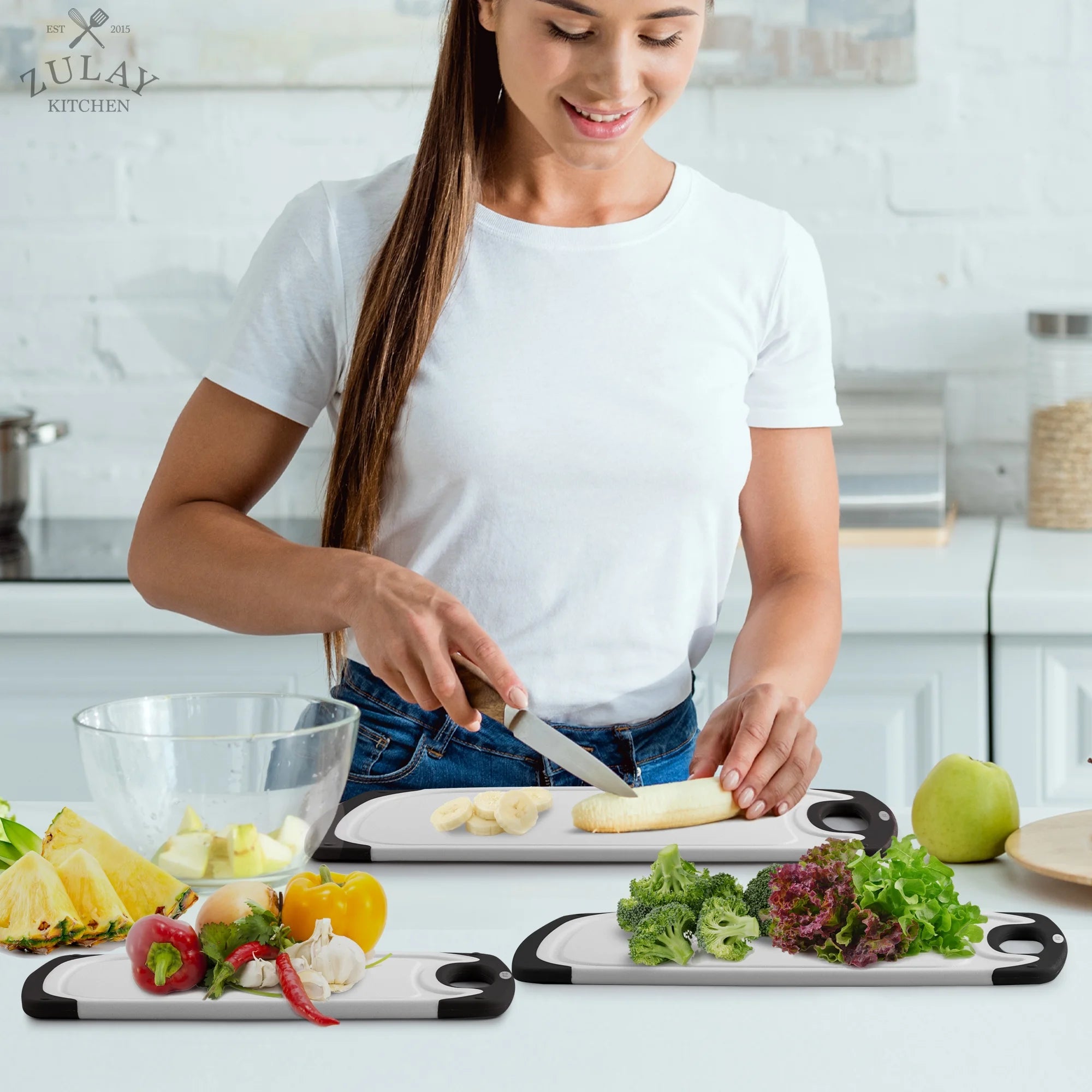 3-Piece Plastic Cutting Boards with Juice Grooves I6775