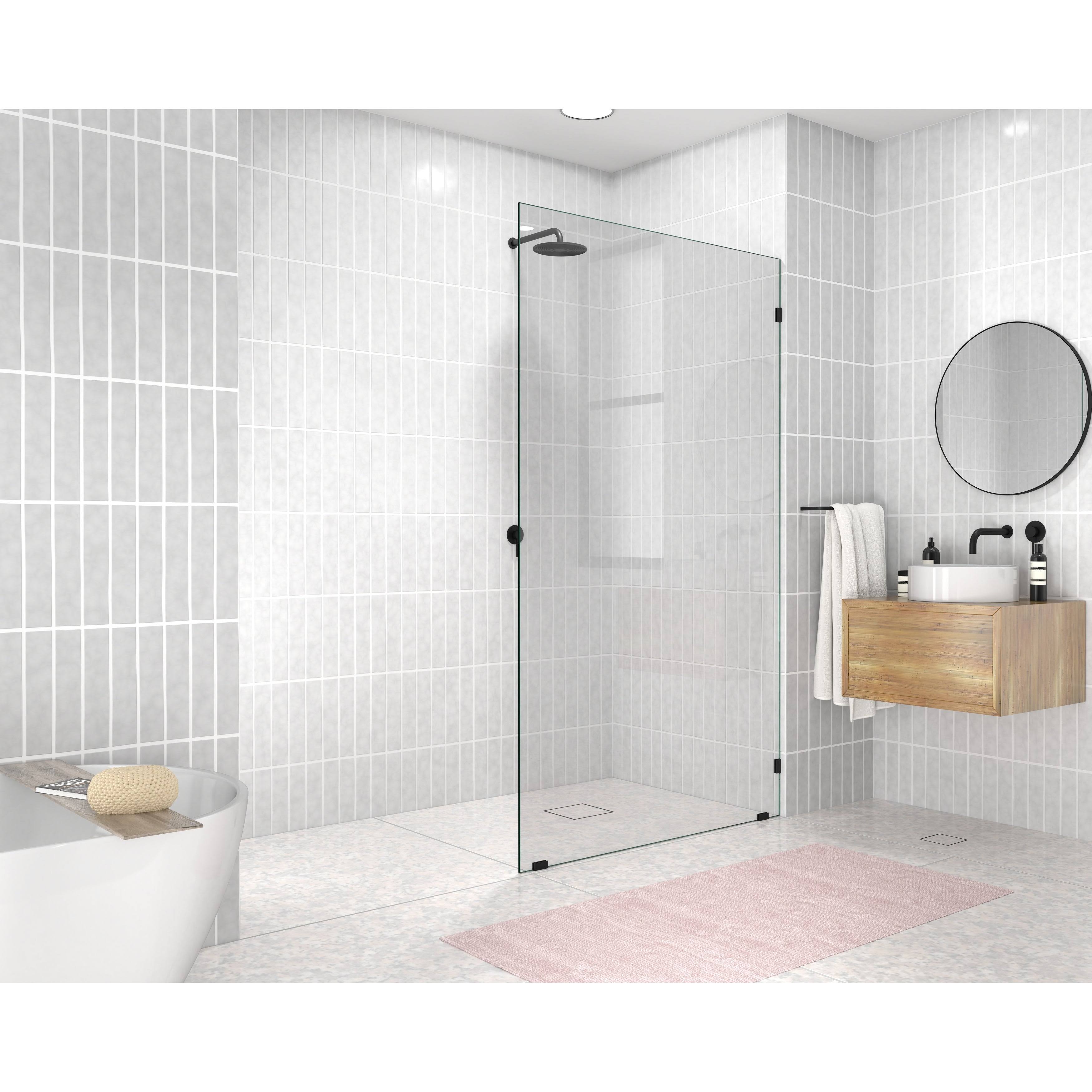 Frameless Shower Door Single Fixed Panel Matte Black S397091