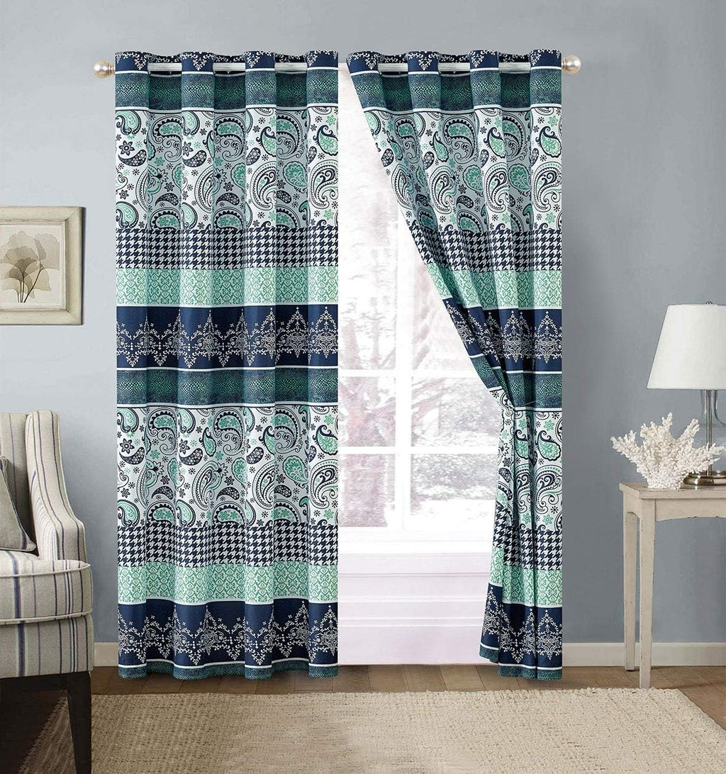 Navy Blue Paisley 3-Piece King/Cal King Size Quilt Set Z520