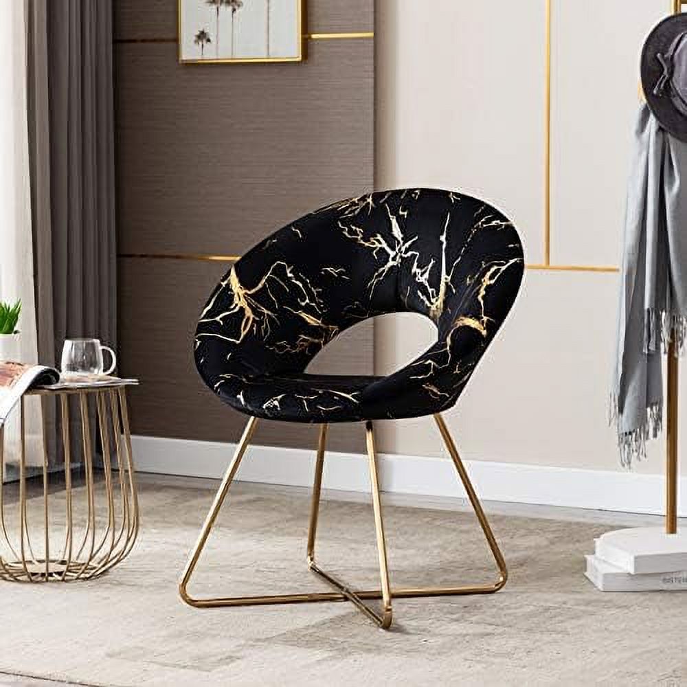 Khaki Velvet Upholstered Arm Chair with Golden Metal Frame Legs G484247
