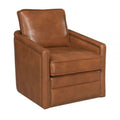 Brown Faux Leather Swivel Accent Chair F15467