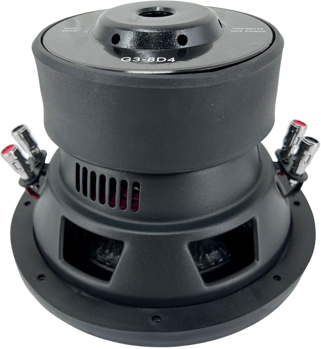 1x 8 Inch 1000 Watt Car Audio Subwoofer 4 Ohm DVC Dual Voice Coil Pack of 2 L8386