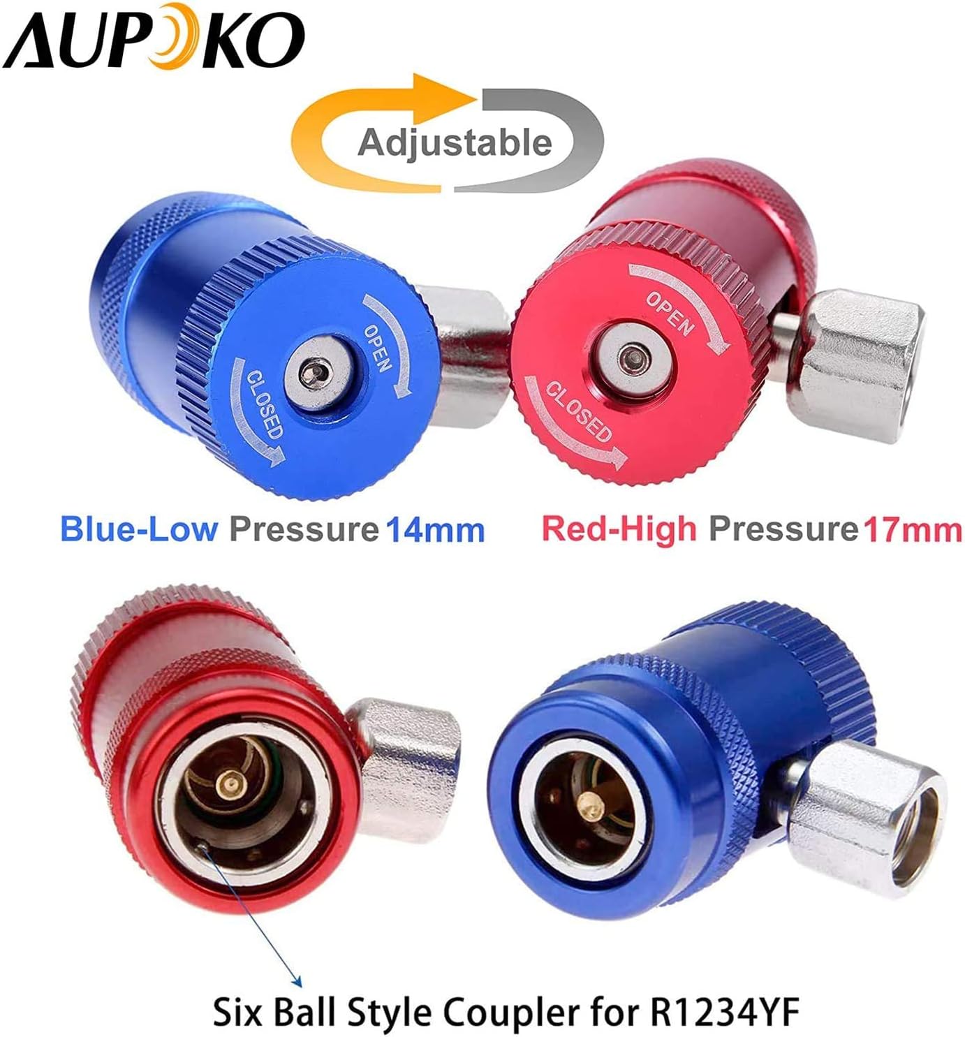R1234YF Quick Couplers Kit with R12 R22 to R134A Adapters and Valve Core Remover Z375