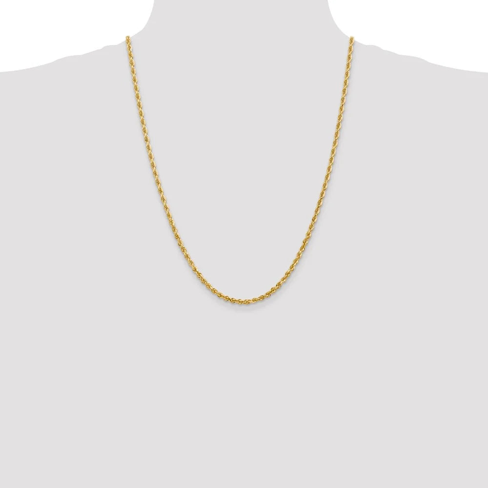 14kt Yellow Gold Diamond Cut Rope Chain 24 inch Lobster Clasp O425