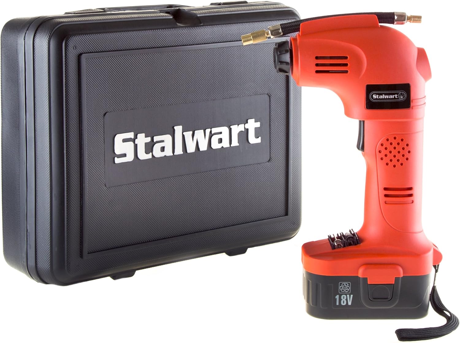 75-PT1028 Automatic Air Compressor with 20V Lithium Battery Cordless Tire Inflator with Carrying Case T6936
