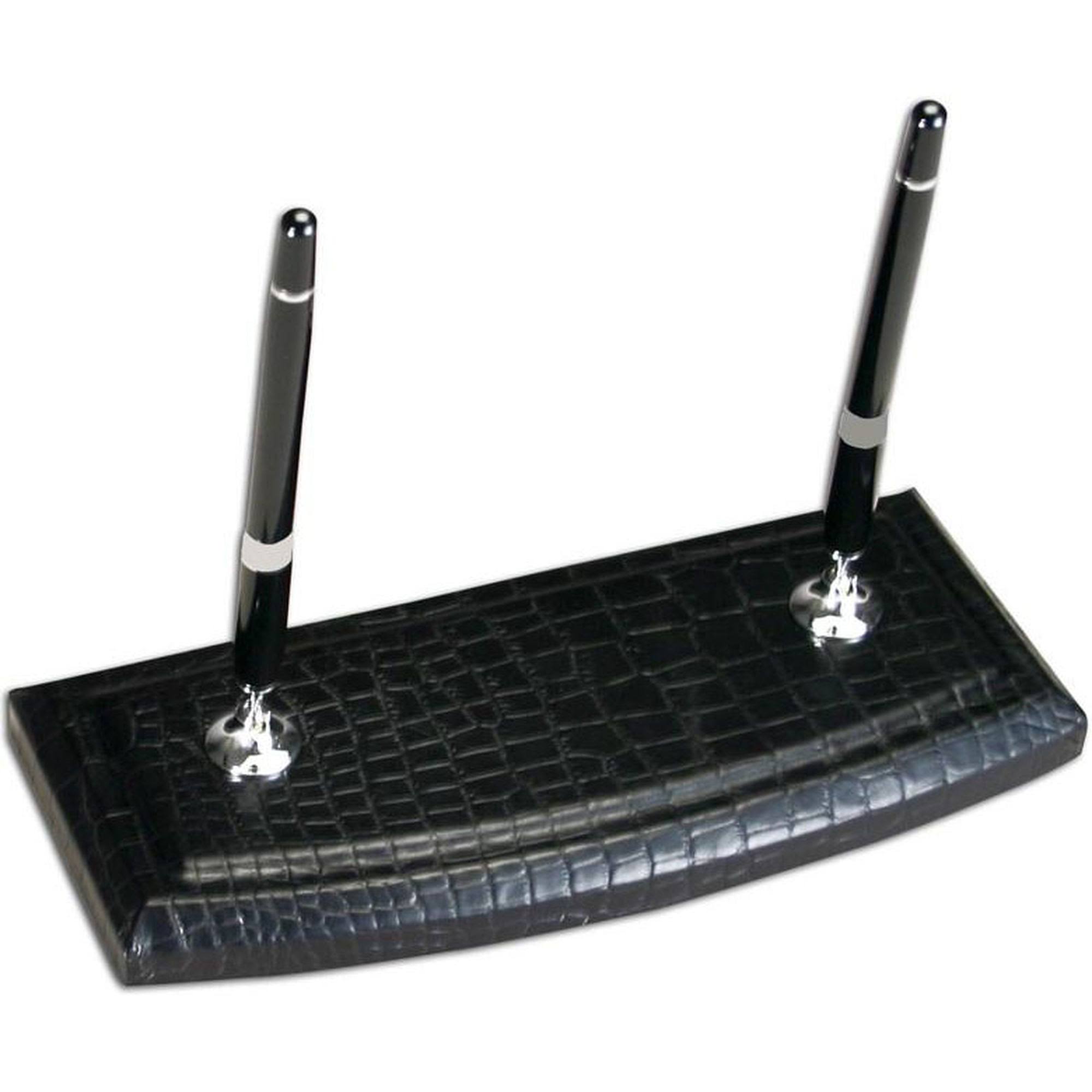 Black Crocodile Embossed Leather Double Pen Stand U281982