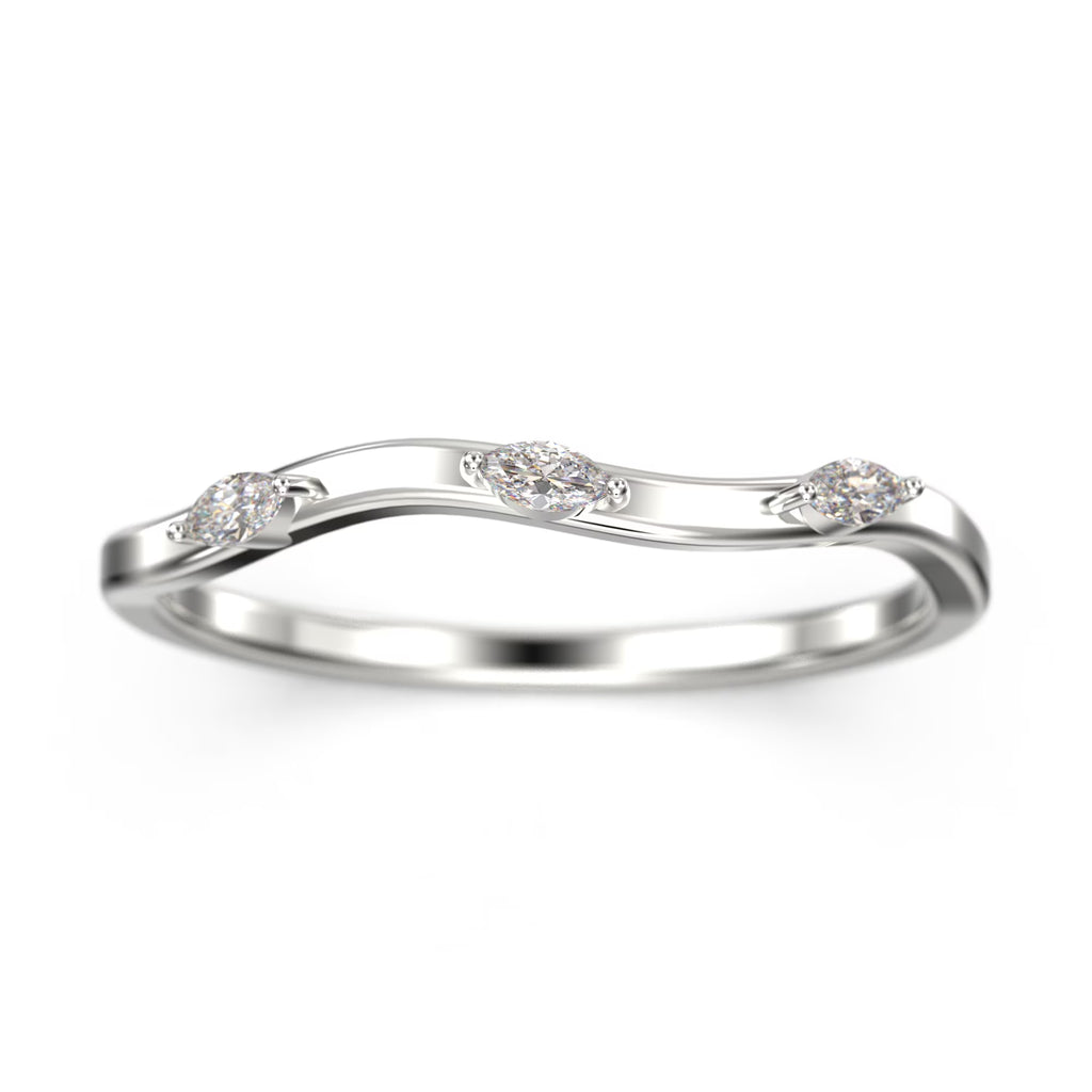 Marquise Cut Diamond Moissanite 925 Sterling Silver Wedding Band D228