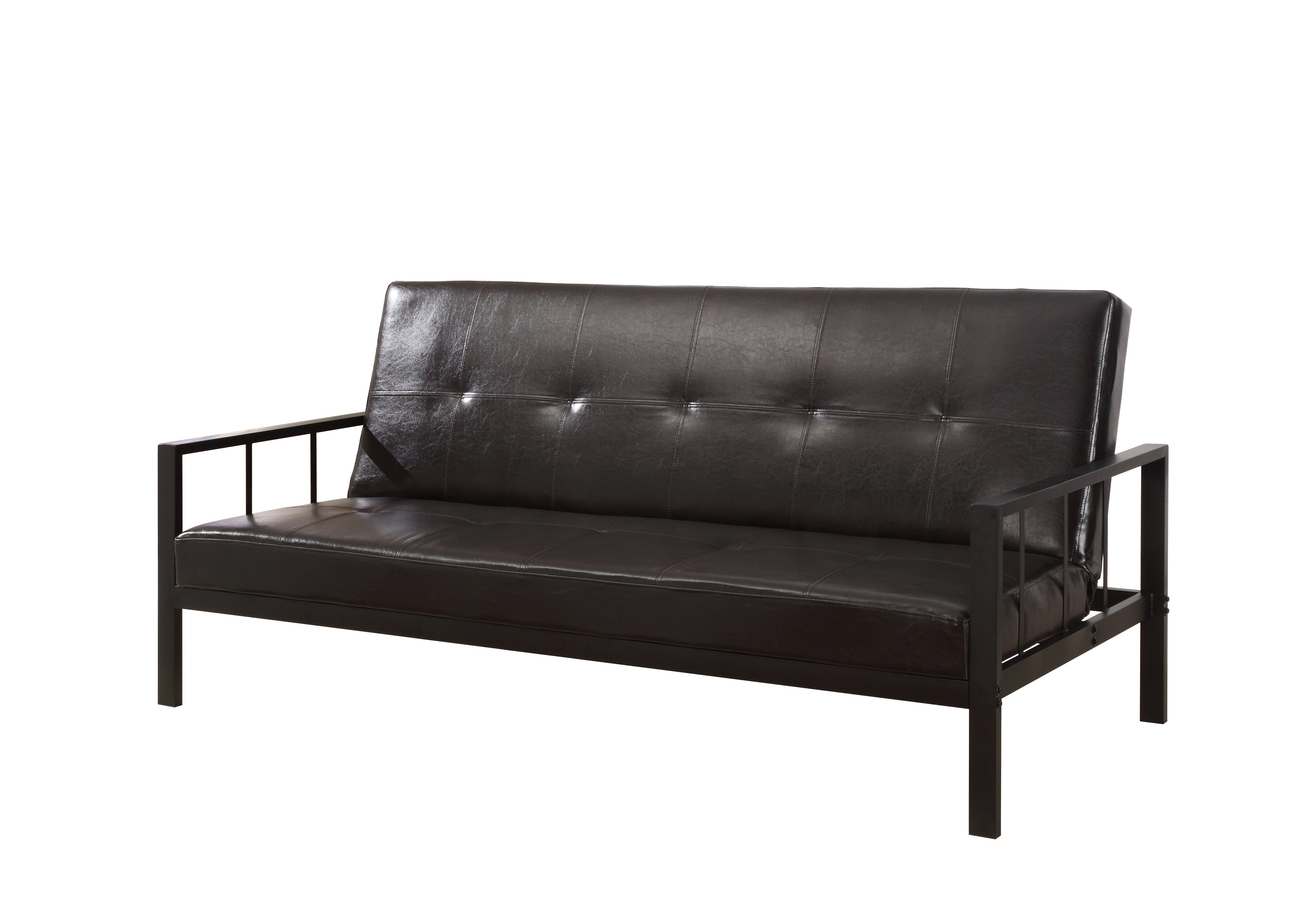 Black Faux Leather Klik Klak Sofa Futon K341