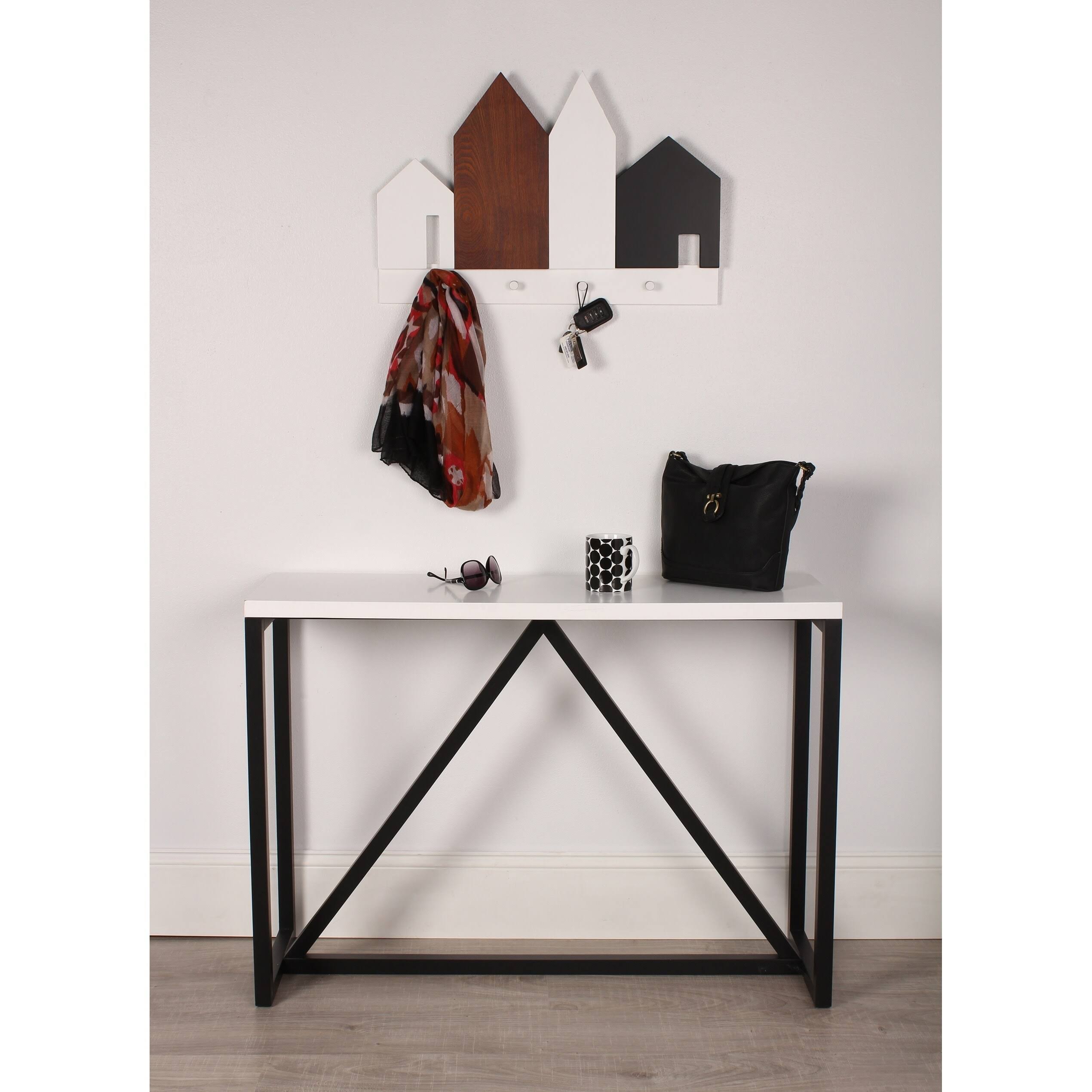 Kinji Wood Console Table Satin Black White A583