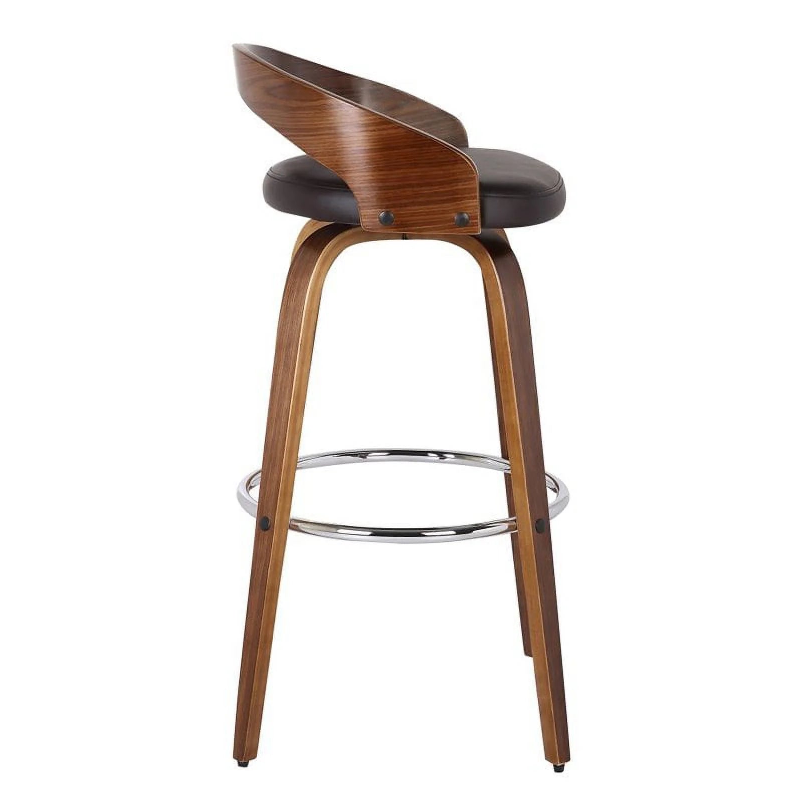 26" Faux Leather Wood Counter Stool in Brown/Walnut X92352