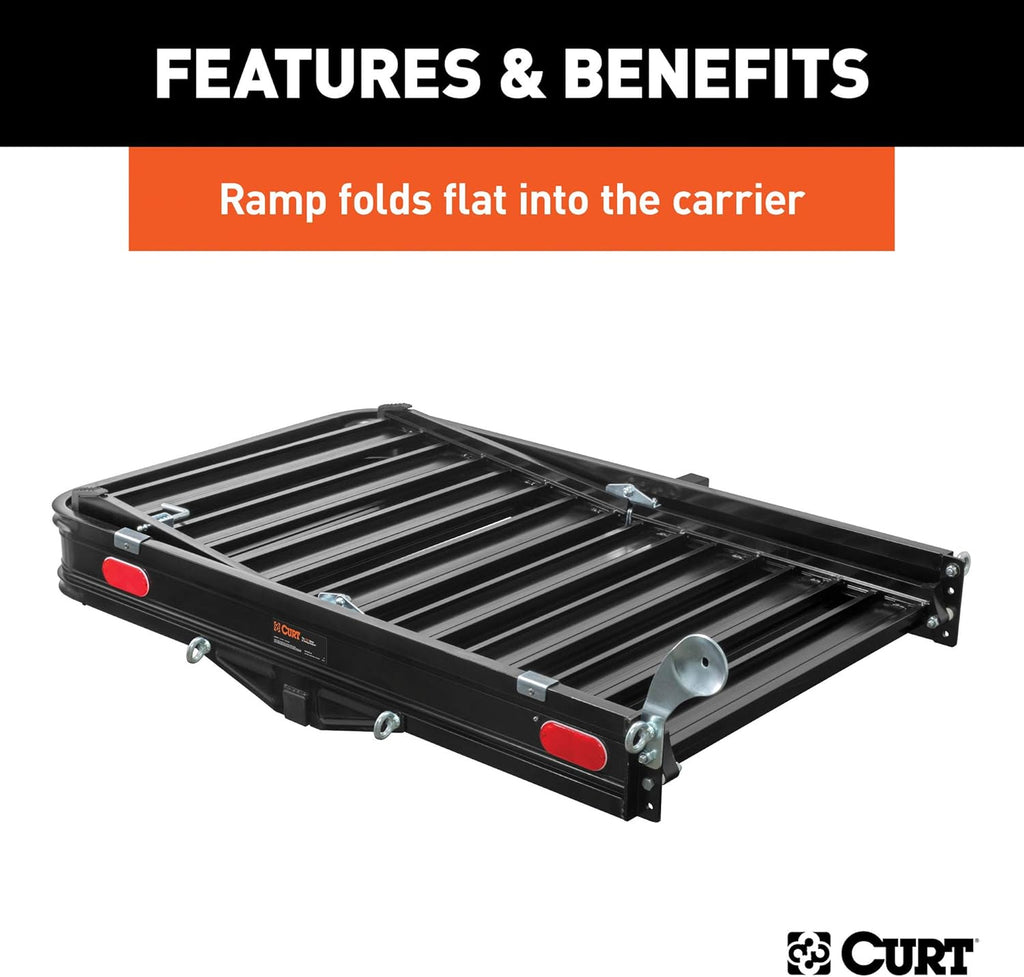 Black Aluminum Hitch Cargo Carrier with Ramp E9139