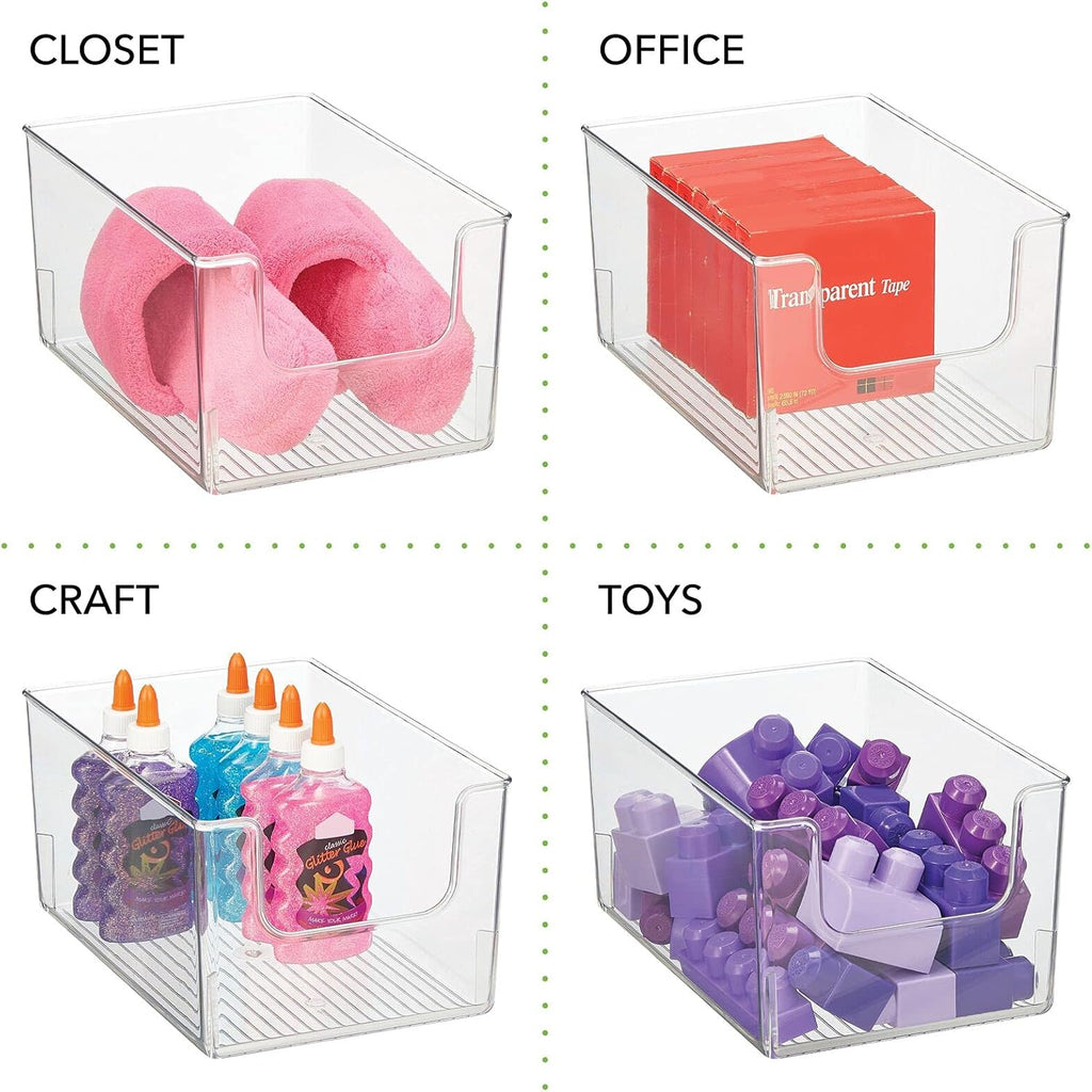 Clear Stackable Plastic Open Front Storage Organizer Bin Basket, 8 Pack H904979