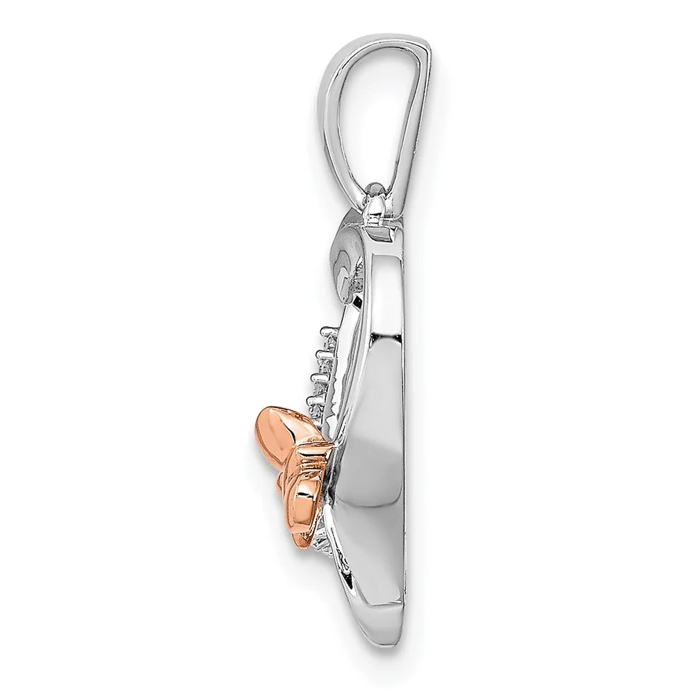 Sterling Silver Butterfly Diamond Heart Pendant T42362