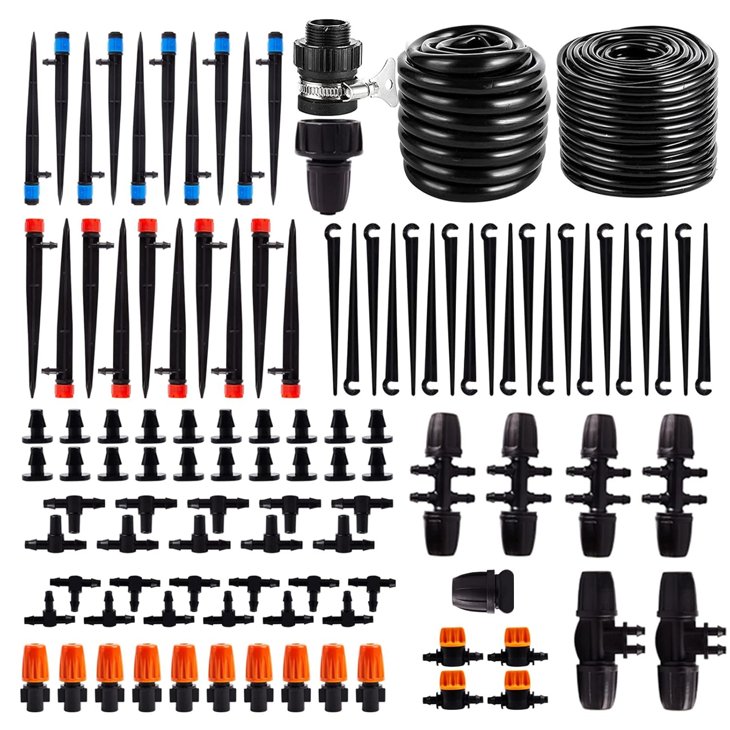 Drip Irrigation Kit 157FT 1/4" 1/2" Blank Distribution Tubing Automatic Irrigation Equipment Set Pack of 2 S641978