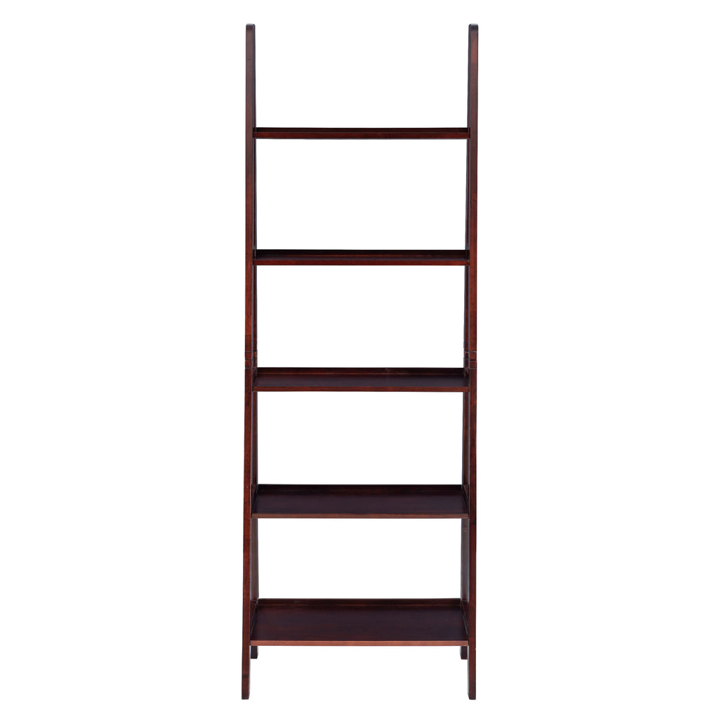 5-Shelf Ladder Bookcase, 72" Height, Espresso Finish N402