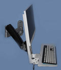 White Adjustable VESA Monitor & Keyboard Wall Mount System with Tilt & Fold-up, 7 x 26 Inch Tray V71525