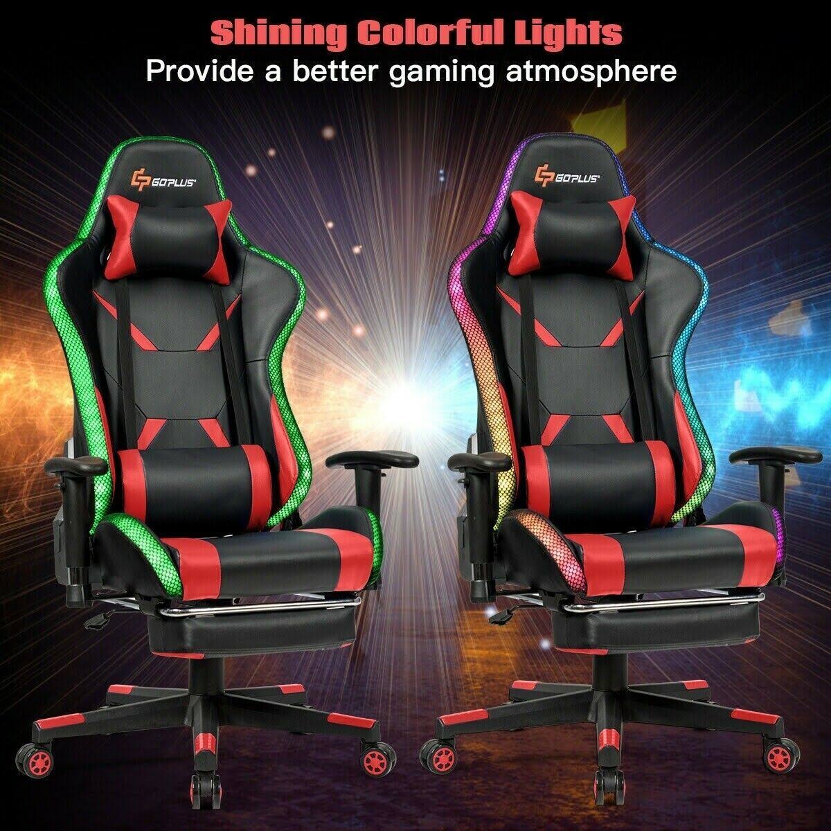 Red Massage Gaming Chair with RGB LED Lights S675