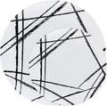 White Plastic Dinner Plates with Black Brush Design (110 Pack) I6574