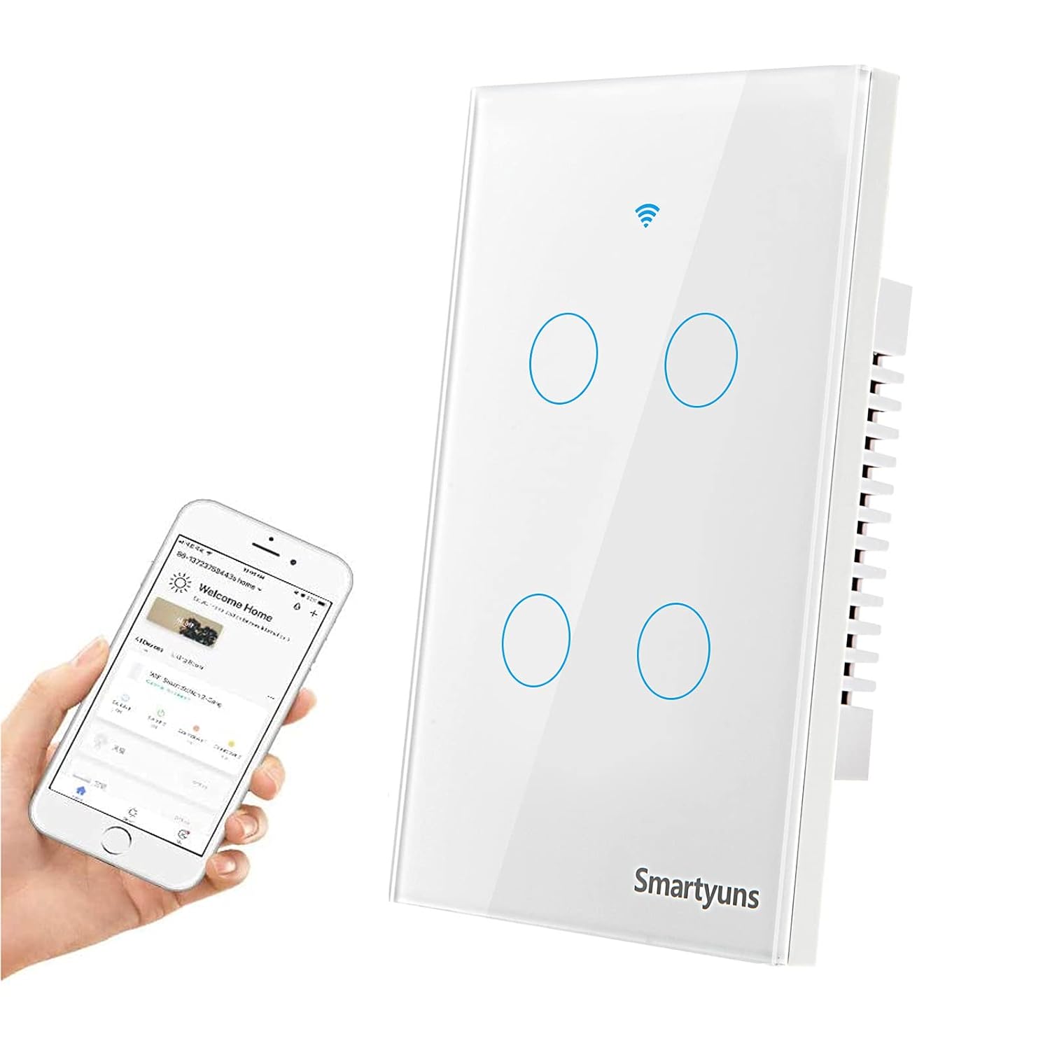 Black WiFi Tempered Glass Touch Light Switch J787272