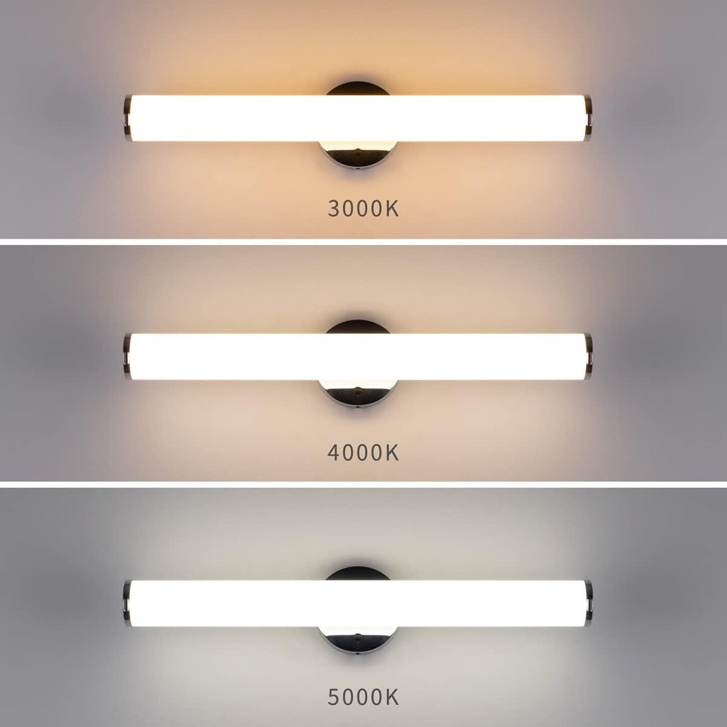 24in LED Vanity Light Dimmable Chromed Tube Cylinder Bar F7732