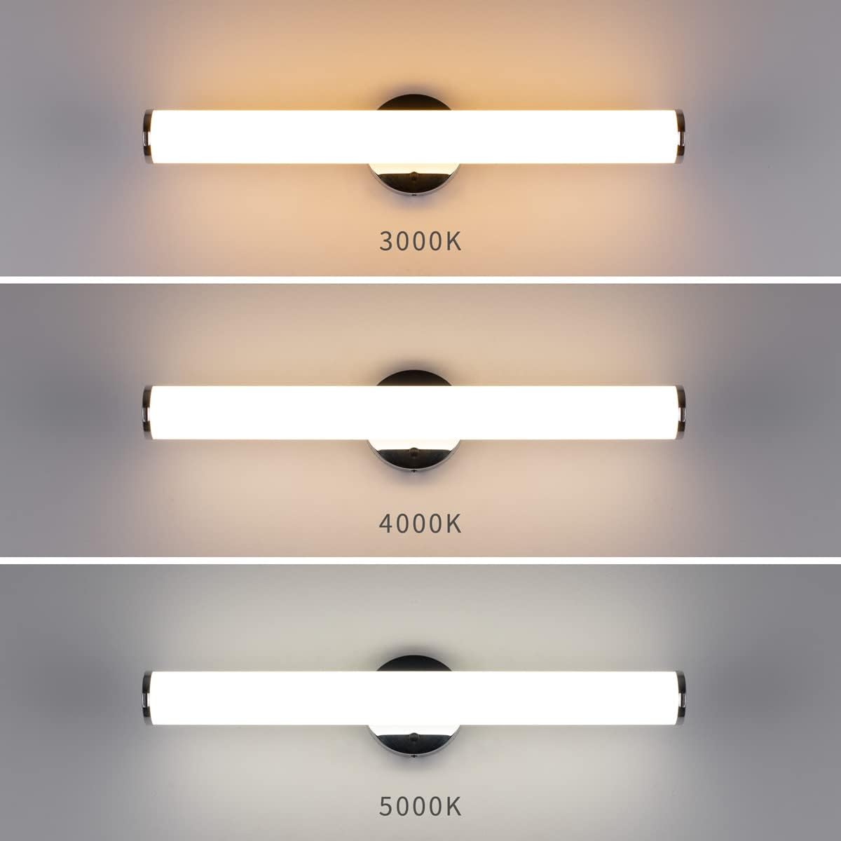 24in LED Vanity Light Dimmable Chromed Tube Cylinder Bar F7732