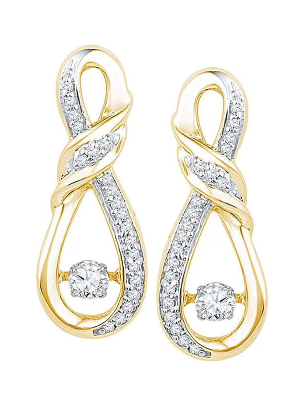 10kt Yellow Gold Diamond Twist Ribbon Earrings 1/3 Cttw Z419747