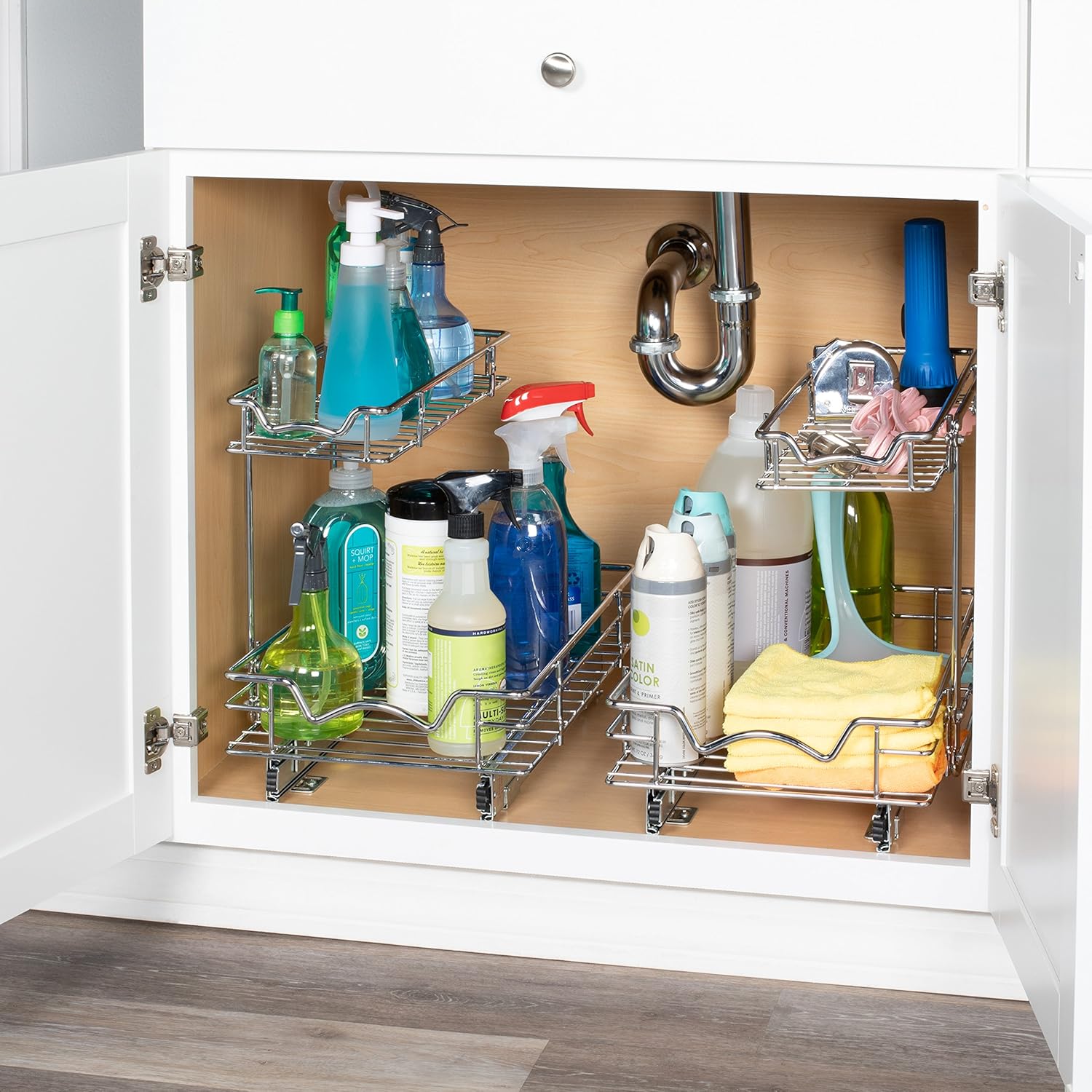 Under Sink Pull-Out Sliding Shelf Organizer, Chrome W2600