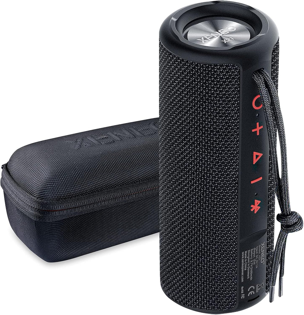 Portable Outdoor Wireless Bluetooth Speaker with FM Radio, Micro SD Card Slot, AUX, Hard Travel Case Included W1676