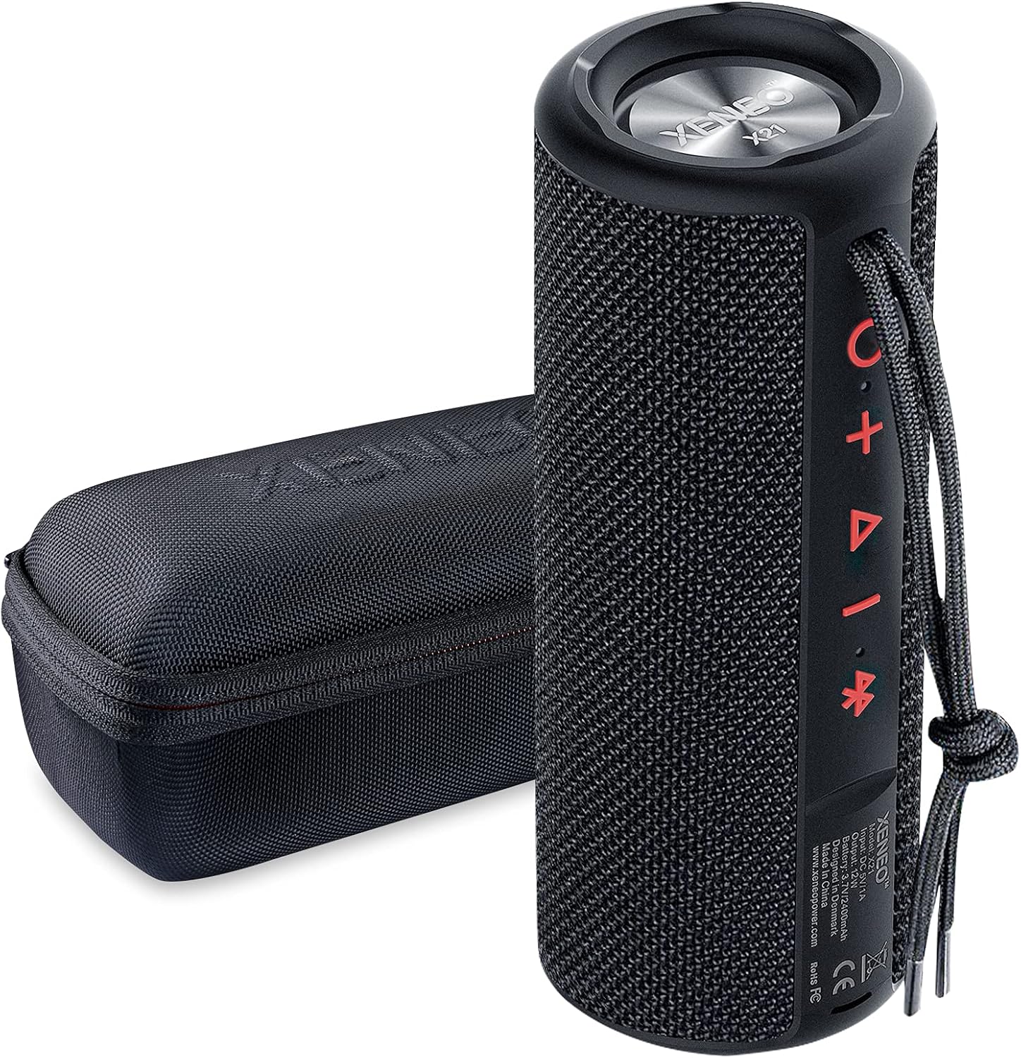Portable Outdoor Wireless Bluetooth Speaker with FM Radio, Micro SD Card Slot, AUX, Hard Travel Case Included W1676