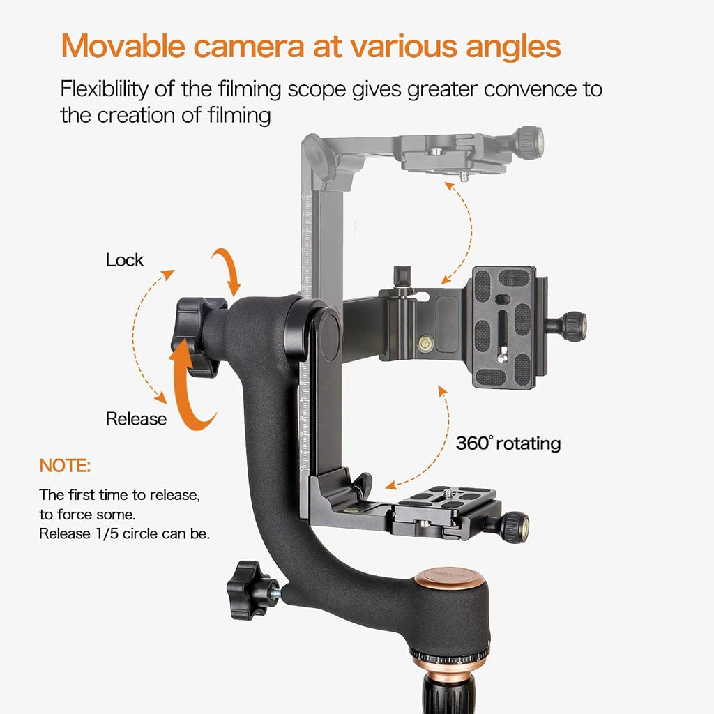 Q45 Gimbal Head Heavy Duty Metal Gimbal Tripod Head with Arca-Type Quick Release Plate and Bubble Level for DSLR Cameras up to 26lbs/12kg O242435