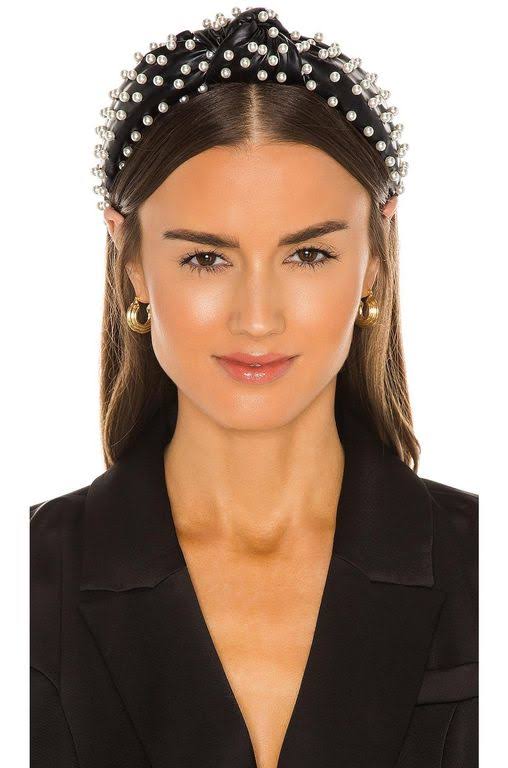 Faux Leather Pearl Knotted Headband Y287