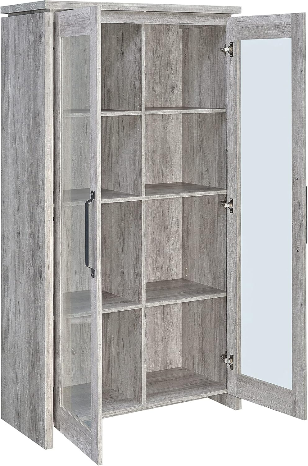2-door Curio Cabinet Grey Driftwood and Clear P239085