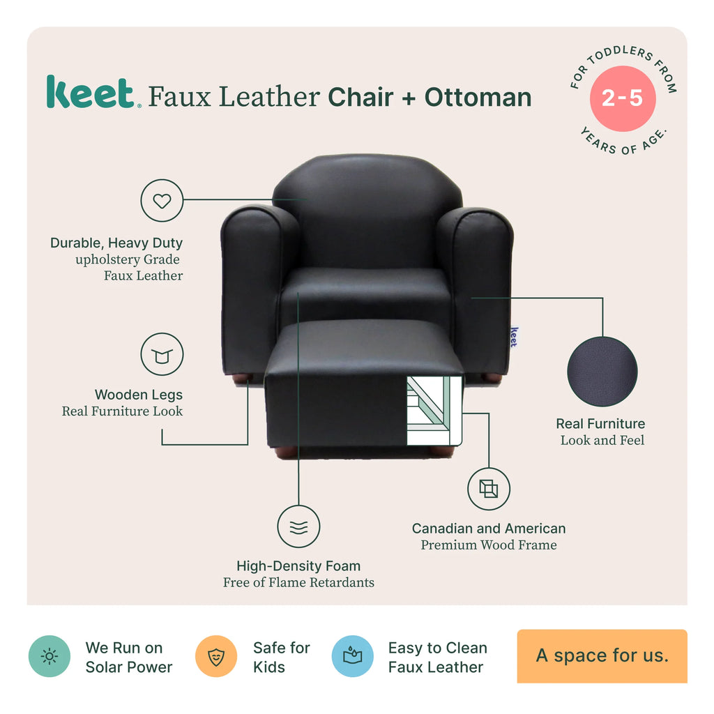 Black Children's Chair with Ottoman G7117
