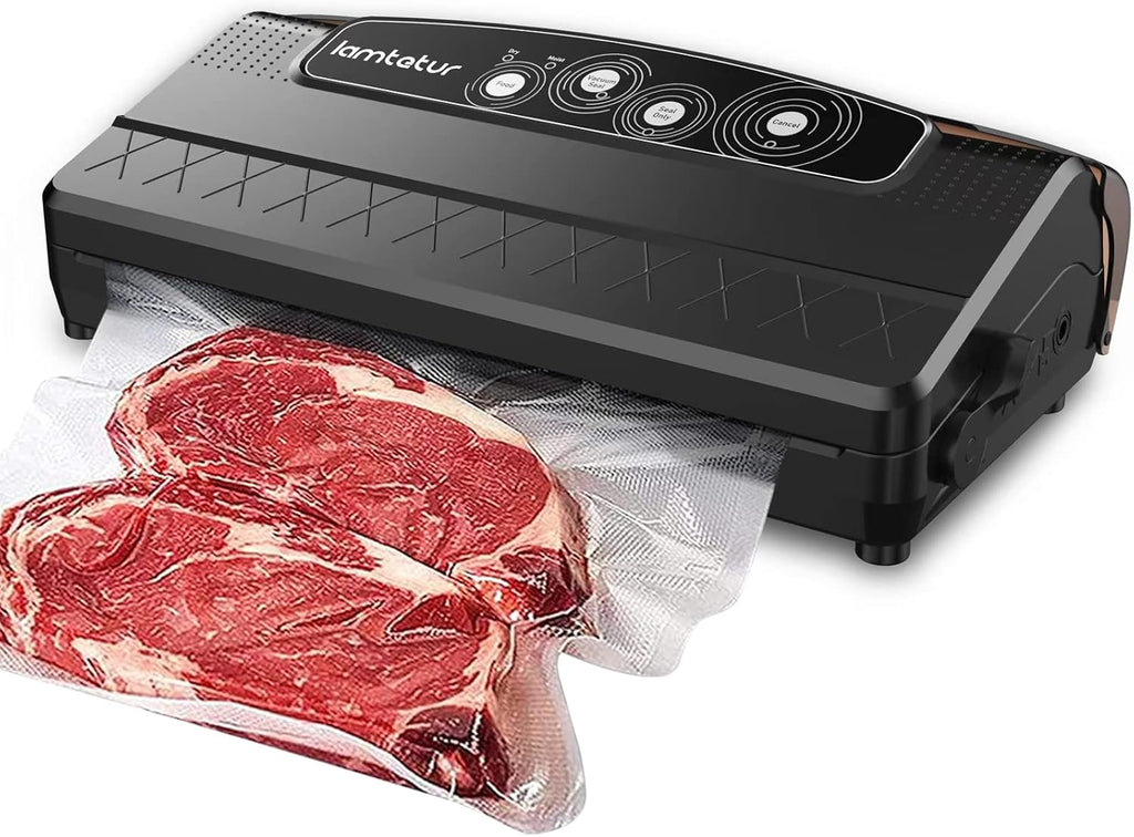 8 in 1 Automatic Vacuum Sealer Machine with Vacuum Bags & Roller Storage, Cutter, Black E83612