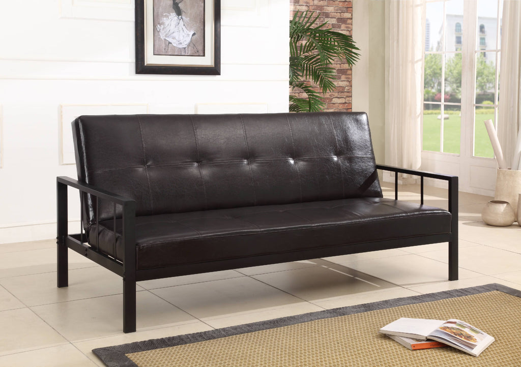 Black Faux Leather Klik Klak Sofa Futon K341