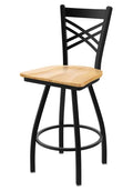 Black Wrinkle Swivel Stool with Natural Maple Seat S13802