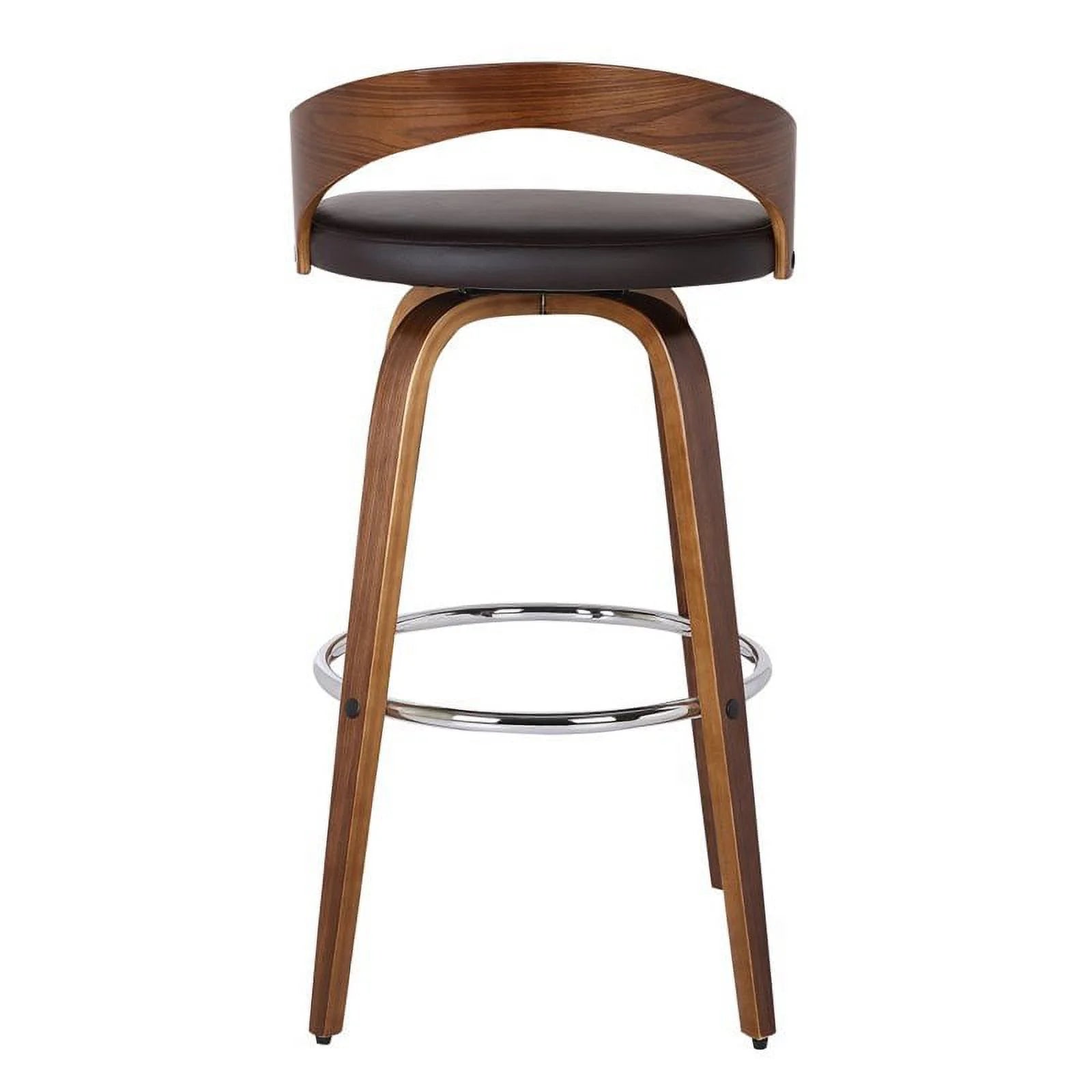 26" Faux Leather Wood Counter Stool in Brown/Walnut X92352