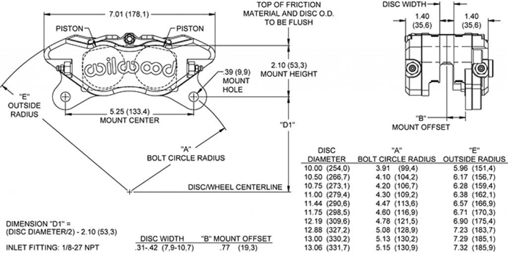 Red Dynapro Caliper with 5.25in Mount, 1.75/1.75in Pistons, .38in Disc A274