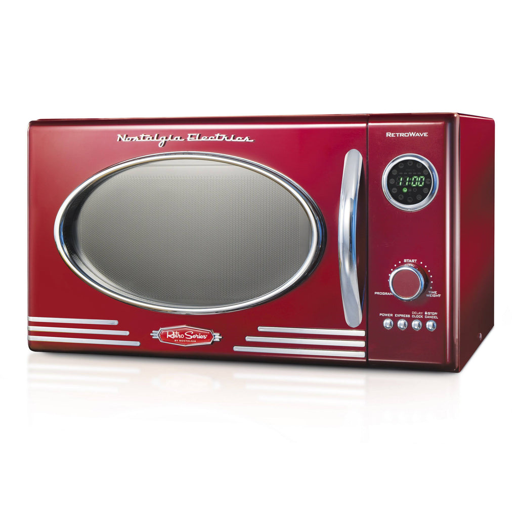 Retro 0.9 Cu ft Countertop Microwave Oven Metallic Red T971197