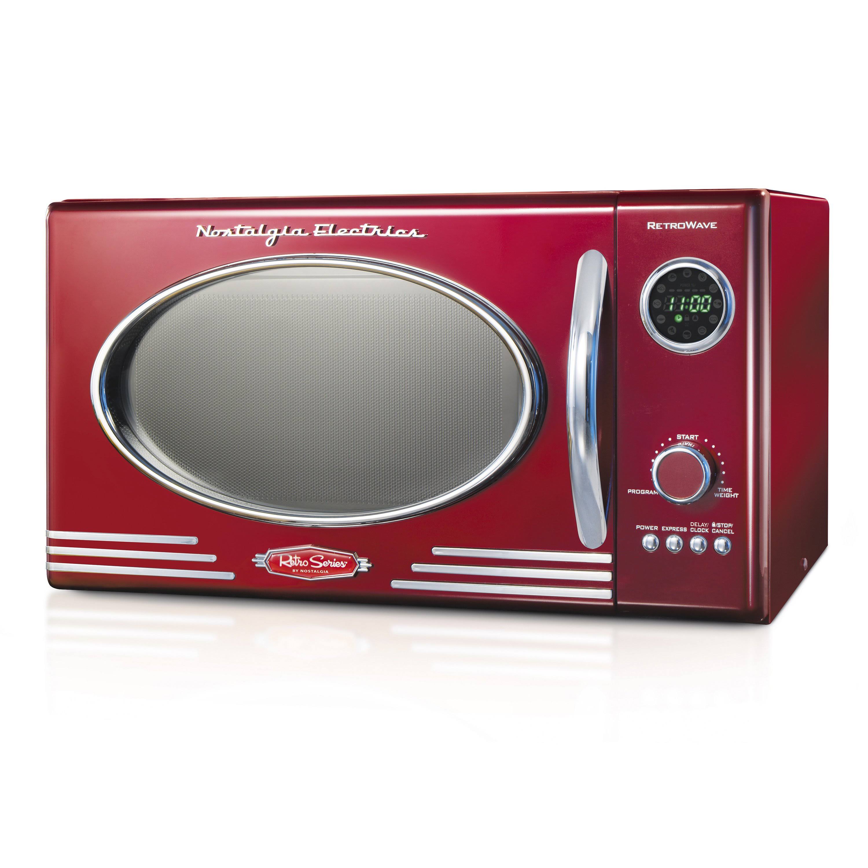 Retro 0.9 Cu ft Countertop Microwave Oven Metallic Red T971197