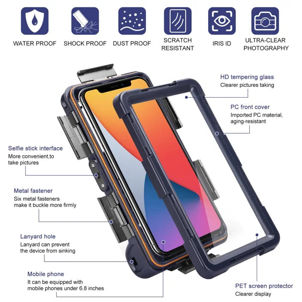 Waterproof Protective Case for Phones Up to 6.9 Inch with Lanyard Y83938