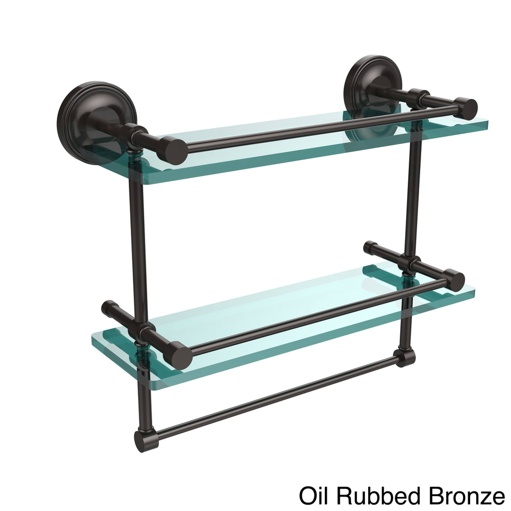 16 in. Gallery Double Glass Shelf with Towel Bar Oil Rubbed Bronze N3066